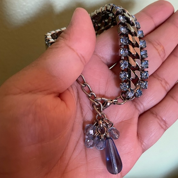 Elegant Silver and Blue Crystal Bracelet - Picture 6 of 6